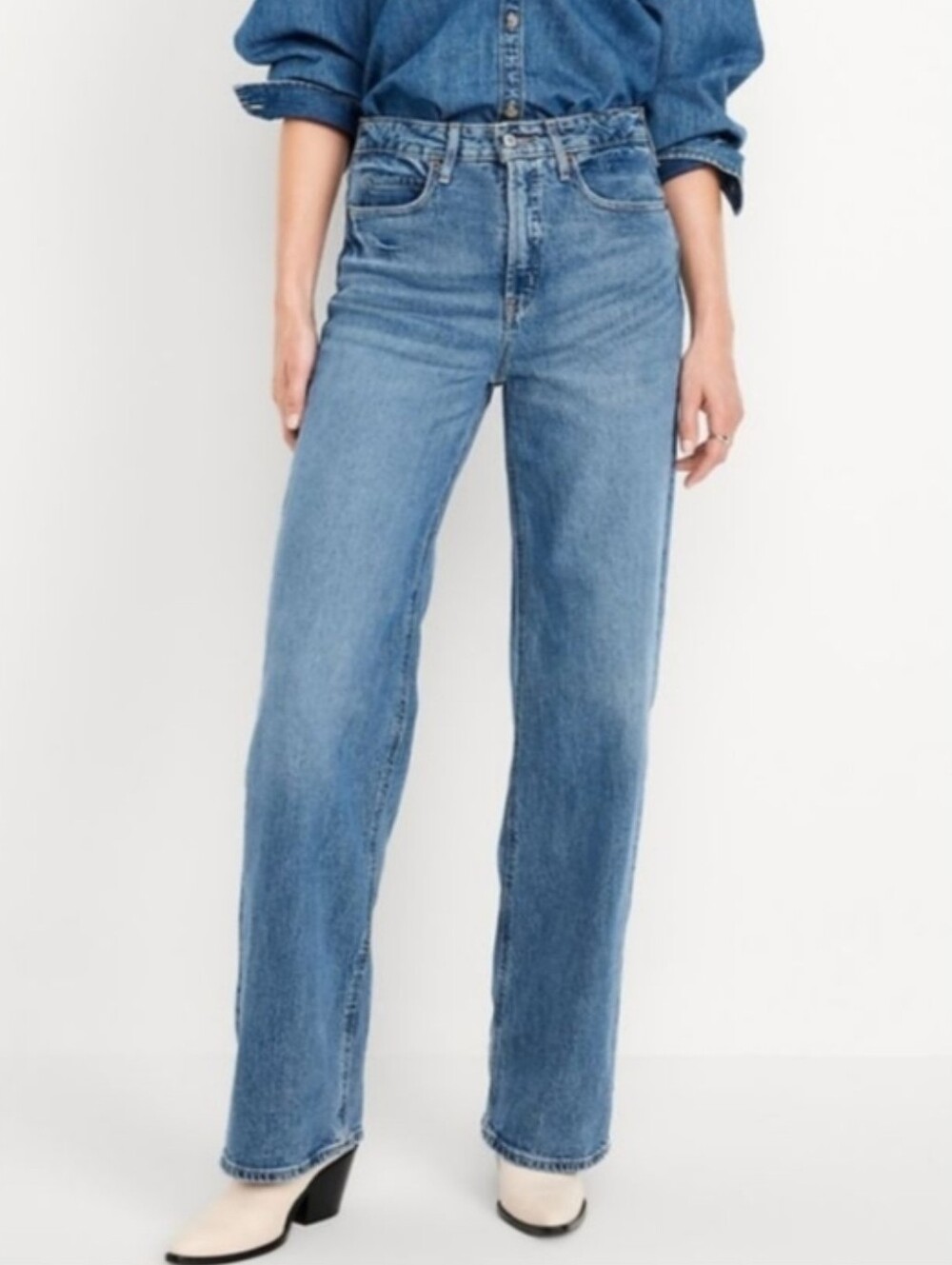 Old Navy Extra High Waisted Wide Leg Jeans Size 4 XShort